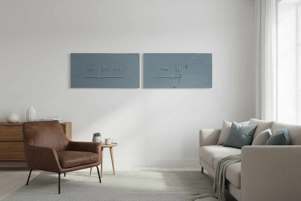 Press Play/Pause Unfinished X2 - 50x100cm